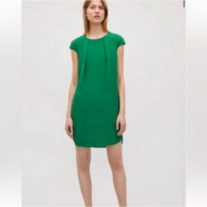 COS Career Dress Flowy A-line Formal Crepe Dress Emerald Green Small